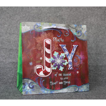 Christmas Printed Art Paper Gift Bag with Glitter